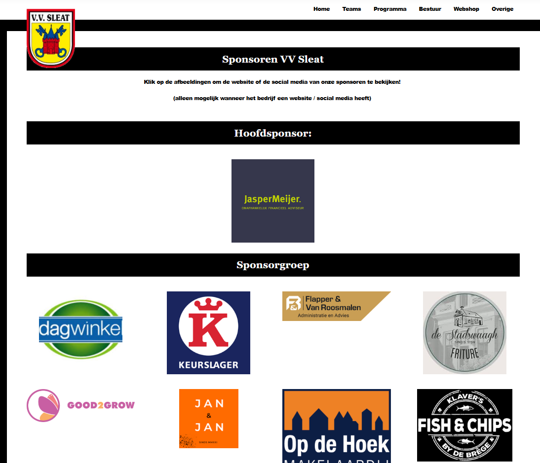 (Nieuwe webpagina) Alle sponsoren van VV Sleat